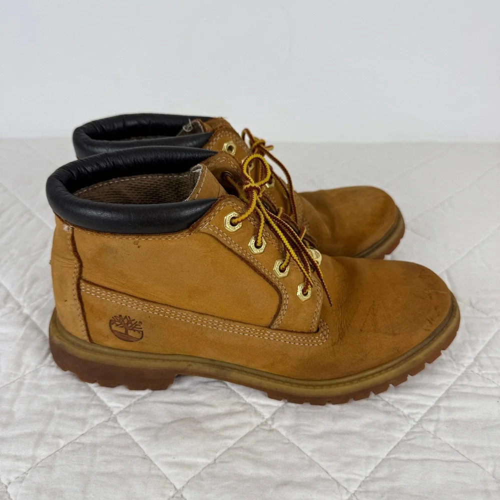 Timberland Womens Wheat Nubuck Waterproof Boots Tan Leather‎ Lace Up 6.5 M